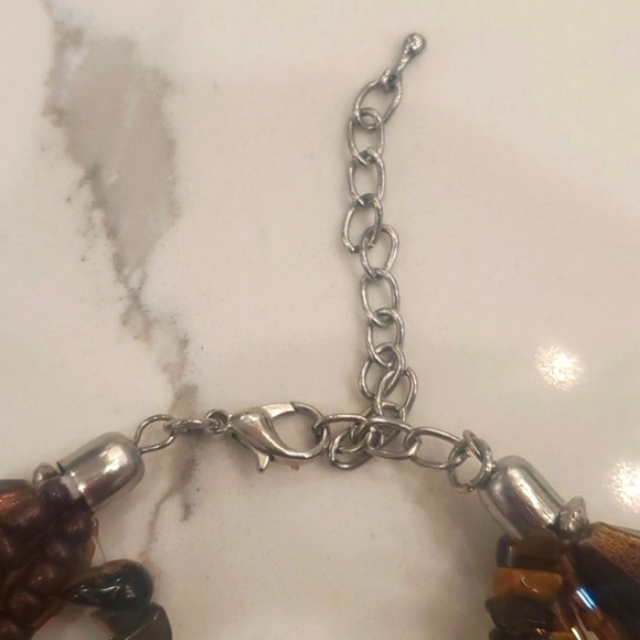 Vintage Tigers Eye Gemstone, Glass and Acrylic Handmade Statement Necklace - Picture 7 of 12